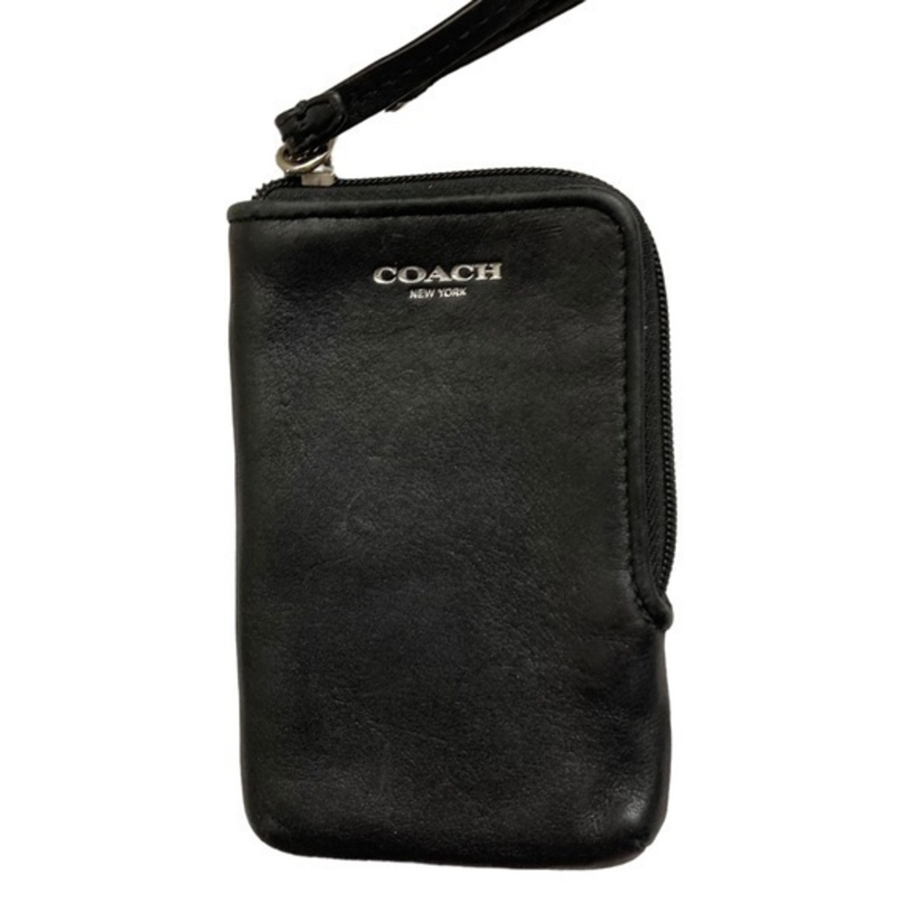 Coach black leather legacy wristlet bag
